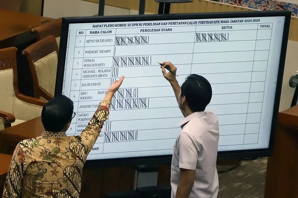 Penghitungan perolehan suara dalam pemilihan pimpinan KPK RI periode 2024-2029 (Foto: Dok MI/Charles Ulag)