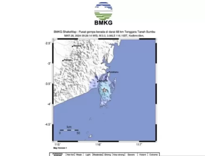 Gempa Dangkal Guncang Kotabaru tidak Berpotensi Tsunami