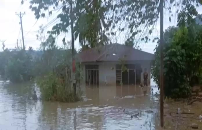 Foto Rumah warga di Desa Balinggi Jati, Kabupaten Parigi Moutong terendam banjir