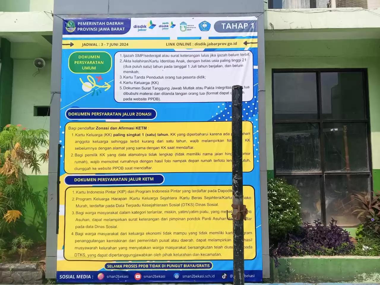 Foto Sepanduk pengumuman PPDB Online Tahun Ajaran 2024-2025