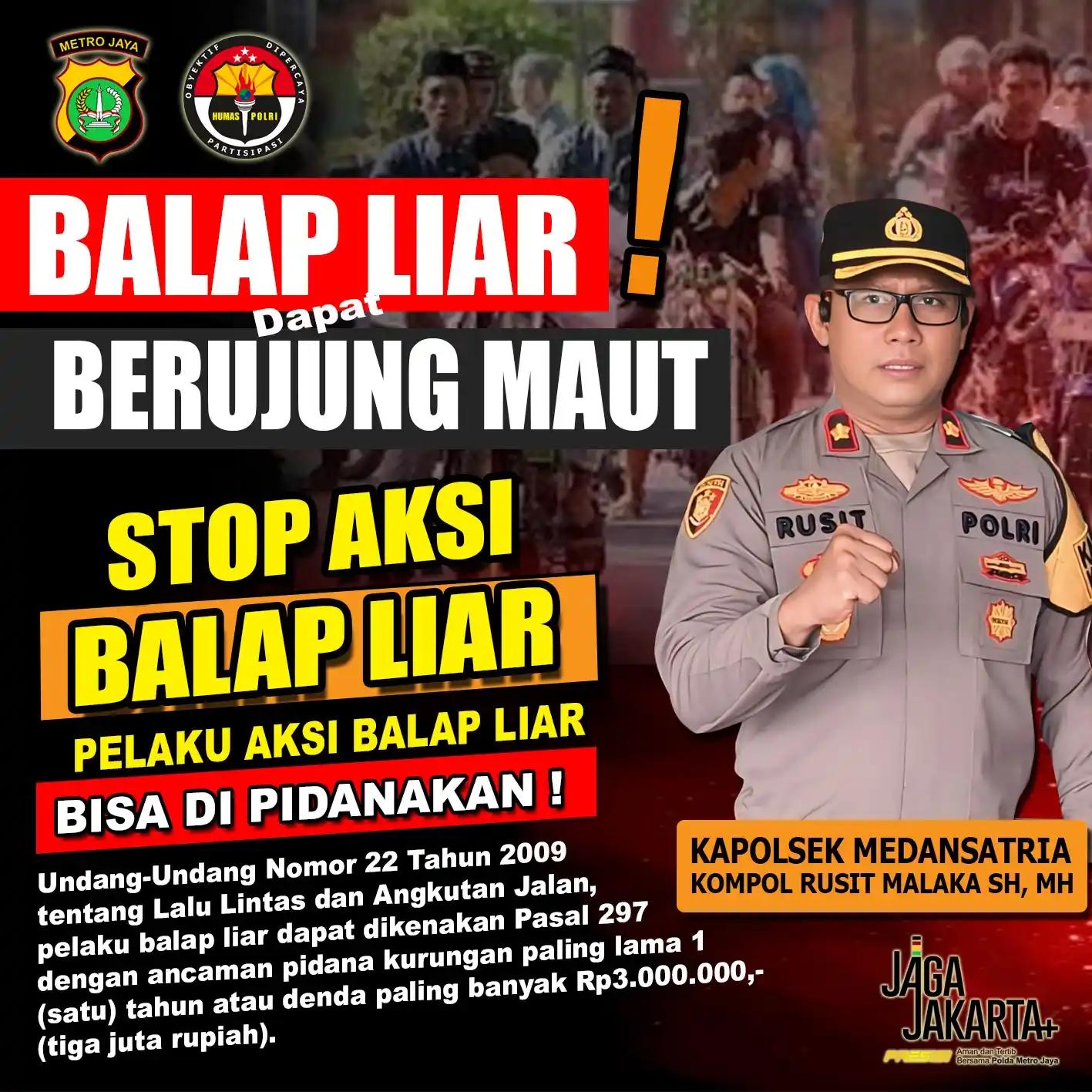 Kapolsek Medansatria Himbau Remaja dan Pelajar Tidak Terlibat Balap Liar