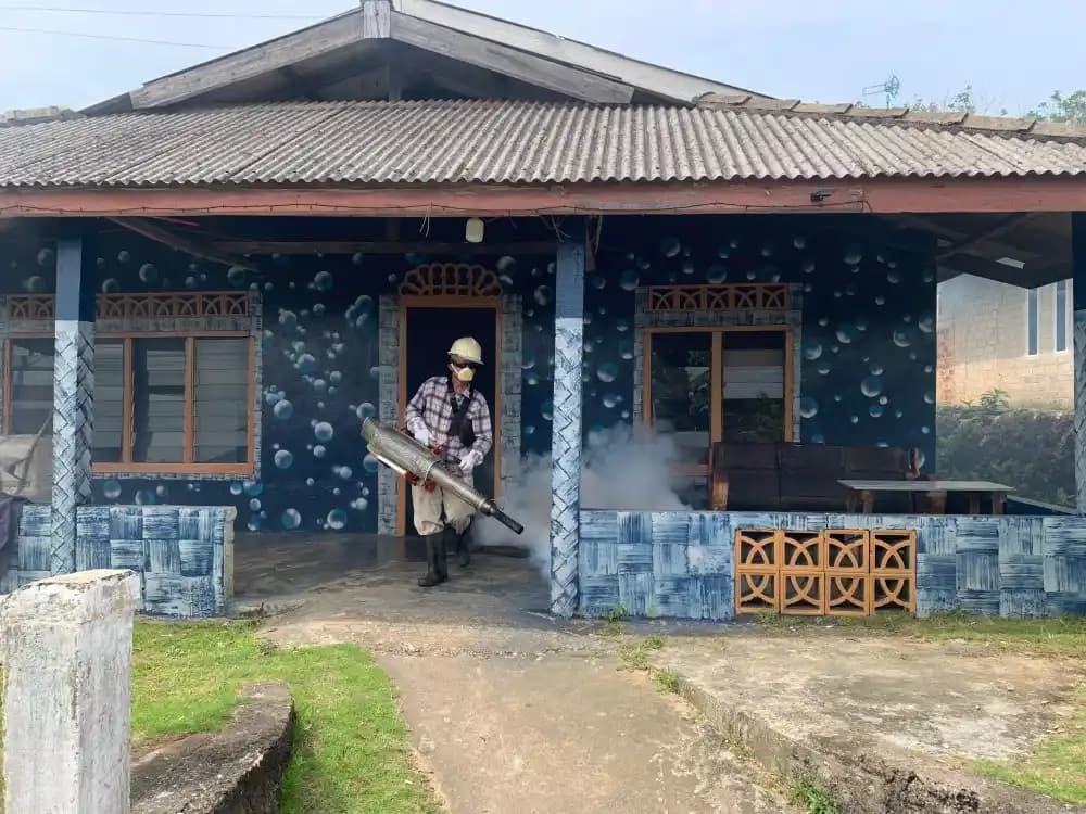 Kegiatan pengasapan/foging di Dusun 1, Desa Gemuruh, Kecamatan Kundur Barat, Rabu (11/6/2025)