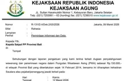 Kejagung Bongkar Dugaan Penyimpangan Dana Turis Rp671 M di Bali