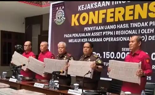 Kejati Sumut Terima Pengembalian Kerugian Negara dari Korupsi PTPN I Rp 150 M