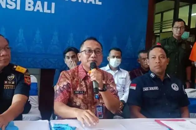 Kepala BNN Bali, Brigjen Rudy Ahmad Sudrajat, saat Jumpa Pers di Gedung BNN Bali, Kamis (6/3/2025).