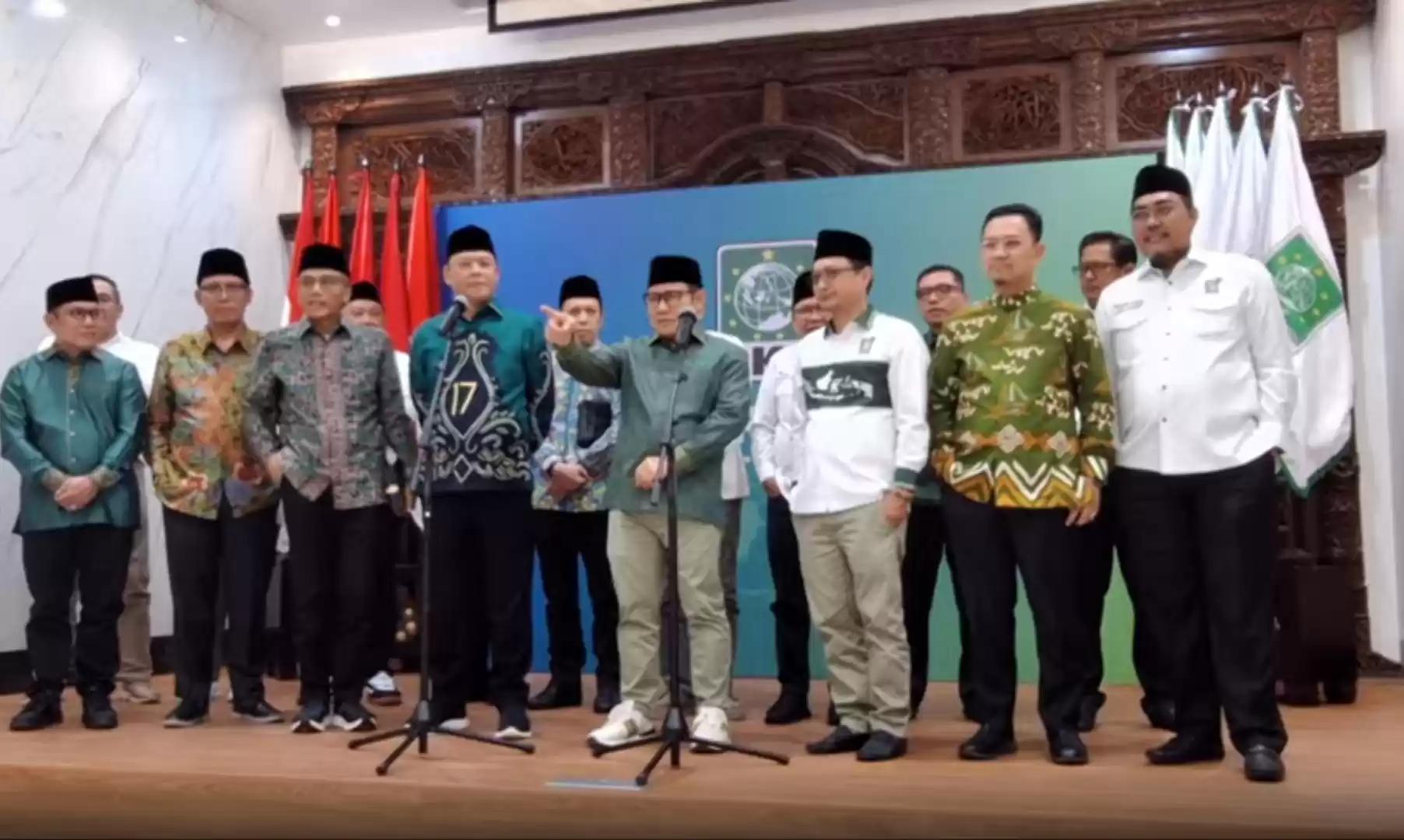 Ketua Umum PKB Muhaimin Iskandar dan Plt Ketua Umum PPP Muhammad Mardiono saat jumpa pers di Kantor DPP PKB (Foto: Repro)