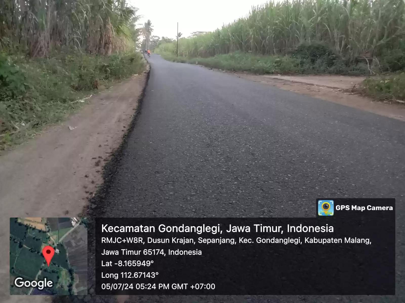 Kondisi jalan di Desa Sepanjang Kecamatan Gondanglegi Kabupaten Malang Usai dilakukan Pengaspalan. (Foto : MI/Rina Sugeng Yuliani)