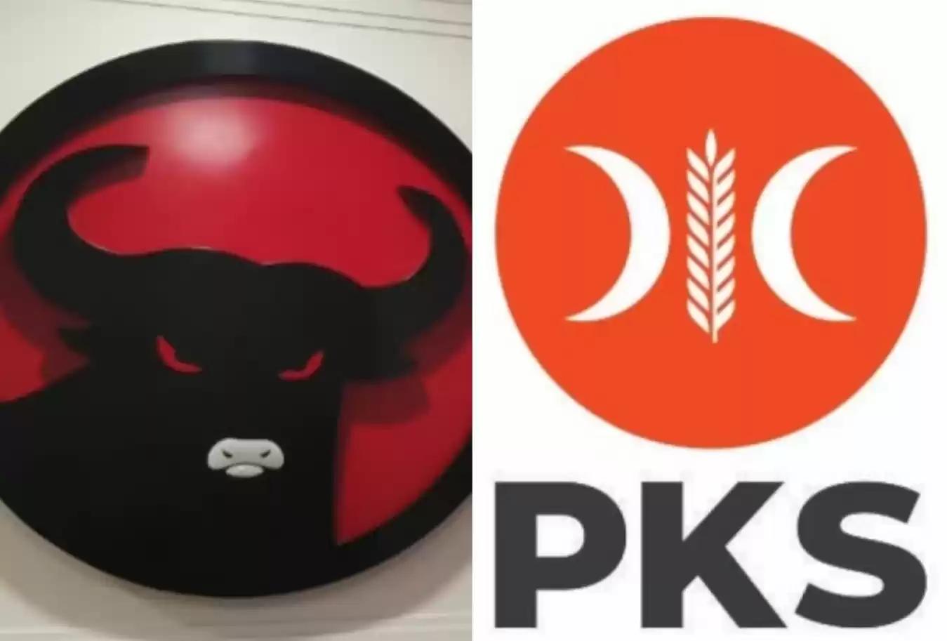 Lambang PDIP dan PKS (Foto: Dok MI)