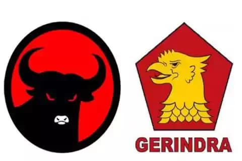 Logo Partai Demokrasi Indonesia Perjuangan (PDIP) dan Partai Gerindra