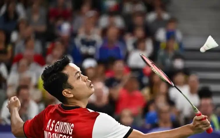 Pebulu tangkis tunggal putra Indonesia Anthony Sinisuka Ginting
