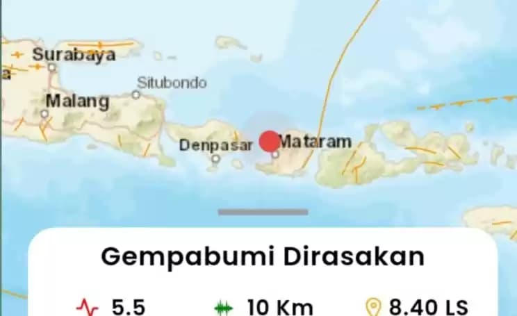 Pemetaan titik gempa bumi Mataram