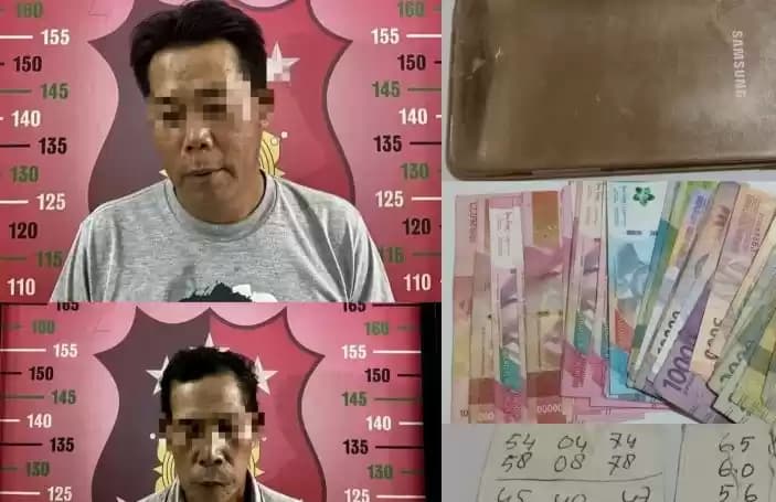 Personel menunjukkan foto kedua bandar judi togel