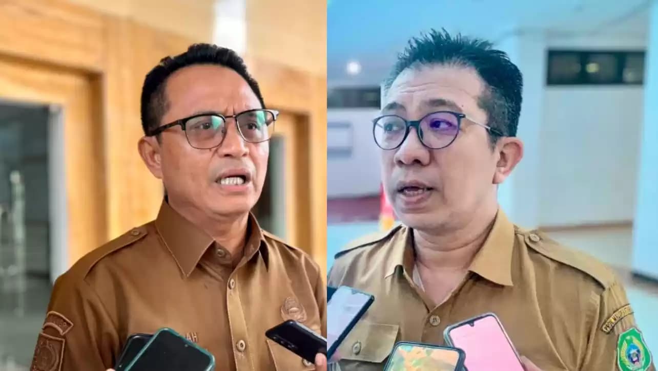 Pj Sekda Maluku Utara, Abubakar Abdullah (kanan) dan Kepala BPKAD Ahmad Purbaya (kiri)