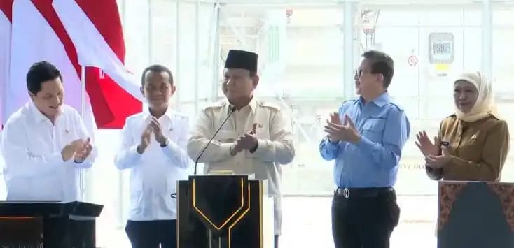 Presiden RI, Prabowo Subianto Meresmikan Pabrik Emas milik PT Freeport Indonesia (PTFI) di Gresik, Jawa Timur