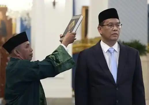 Purbaya Yudhi Sadewa saat mengucapkan sumpah janji