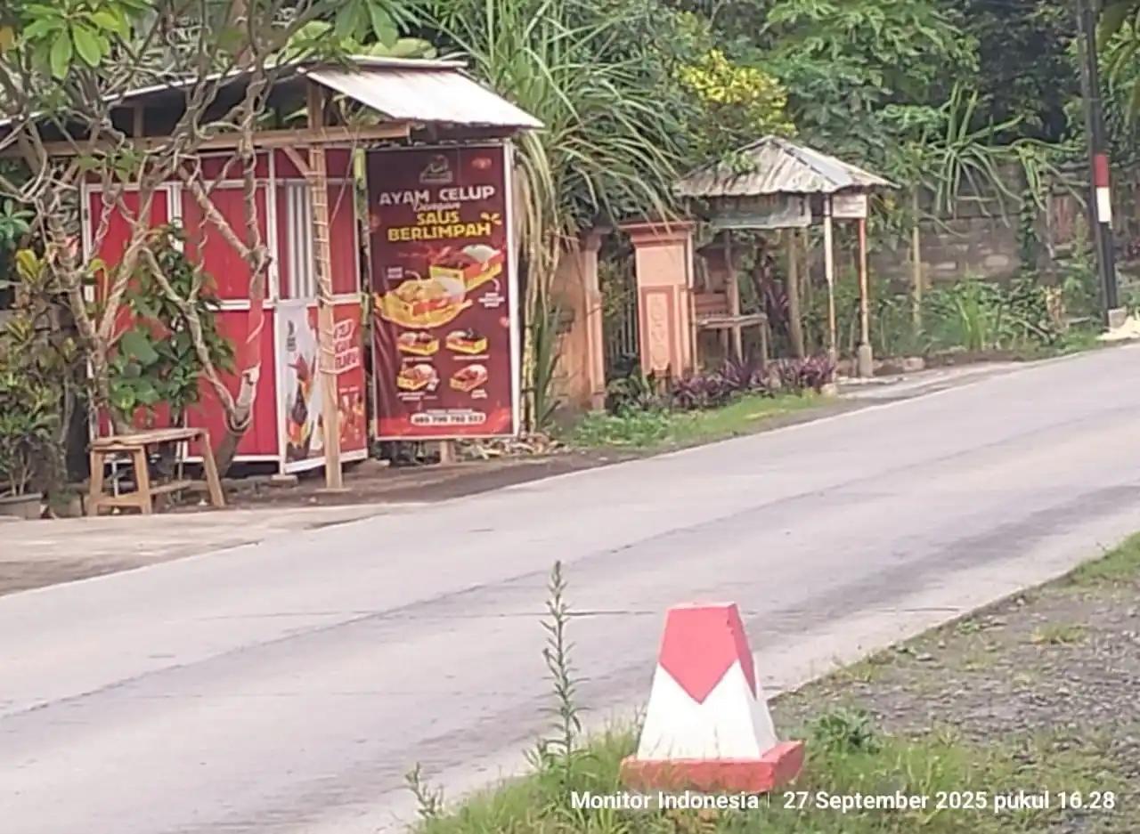 Salah satu pedagang ayam goreng di ruas jalan Karangrejo - Slorok Kabupaten Blitar