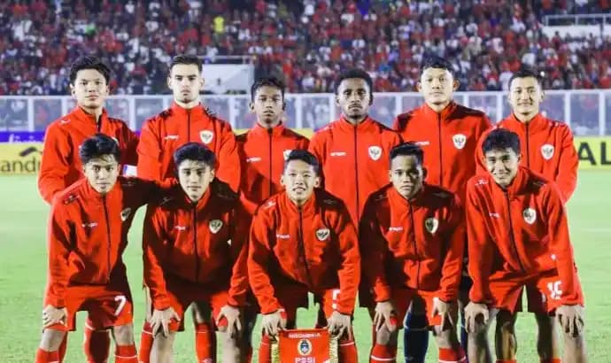 Sejumlah pesepak bola Timnas Indonesia U-20 berpose