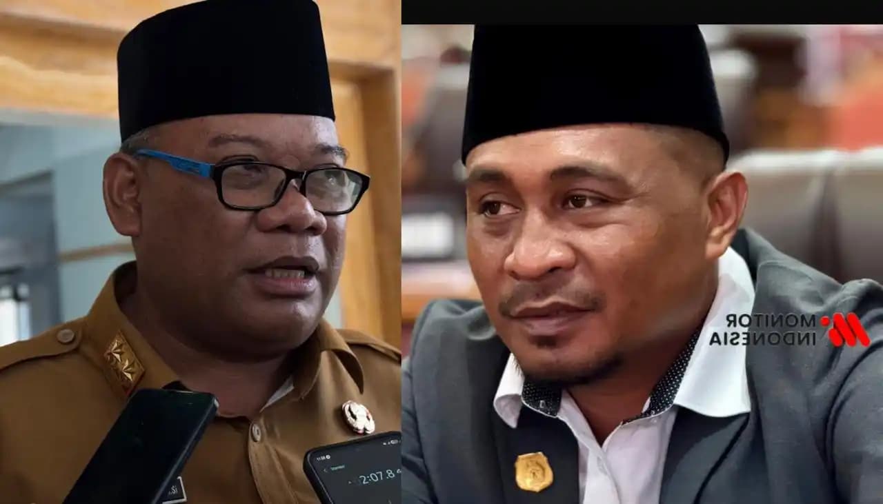 Sekda Malut, Samsuddin Abdul Kadir (kanan), Anggota Komisi III DPRD Malut, Iswanto (kiri)