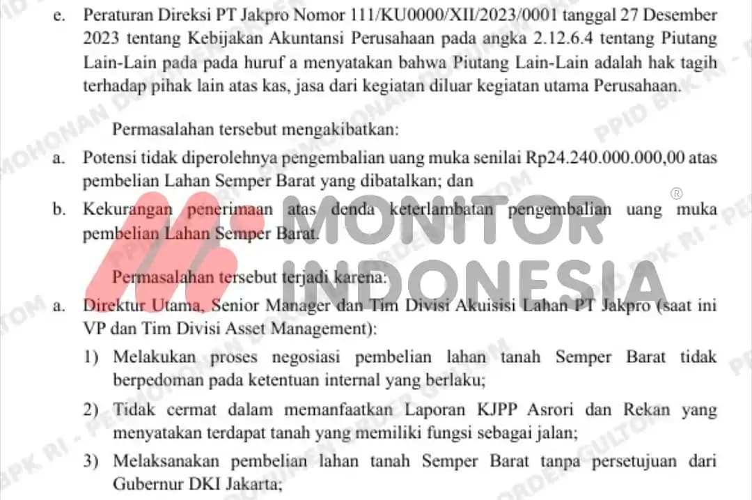 Temuan BPK pada PT Jakpro 8