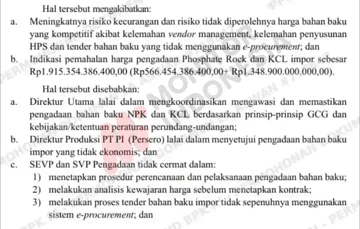 Temuan BPK PT Pupuk Indonesia 5