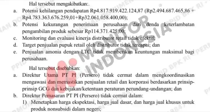 Temuan BPK PT Pupuk Indonesia 6