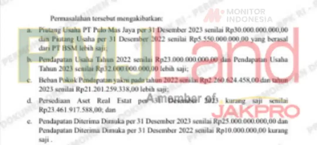 Utang Pulo Mas Jaya Rp 30 M atas Jual Beli Bangunan PMJLand Tower dengan PT BSM